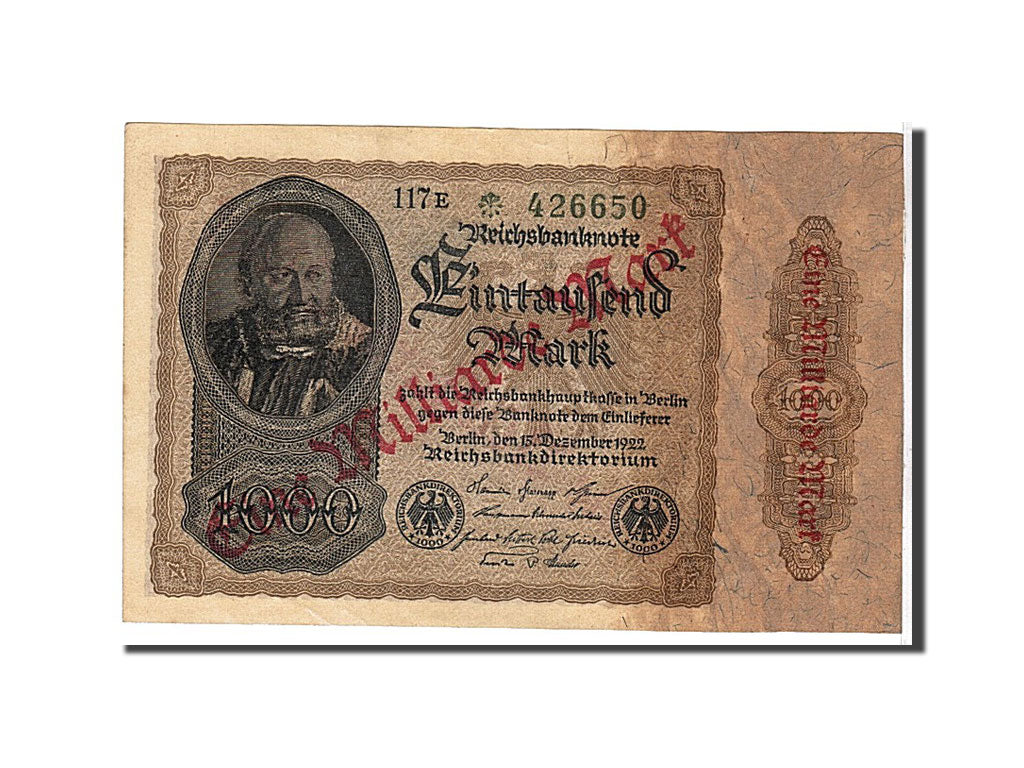 Banknote, Germany, 1 Milliarde Mark on 1000 Mark, 1922, KM:113a, AU(55-58)
