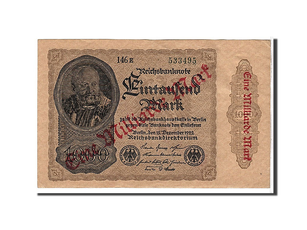 Billet, Allemagne, 1 Milliarde Mark on 1000 Mark, 1922, TTB