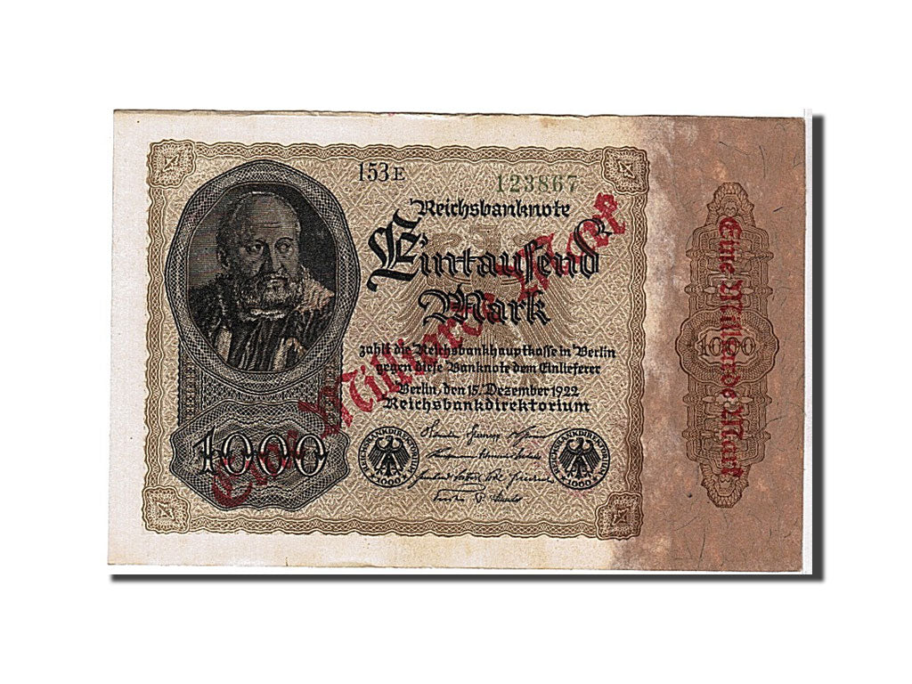 Banknote, Germany, 1 Milliarde Mark on 1000 Mark, 1922, KM:113a, EF(40-45)