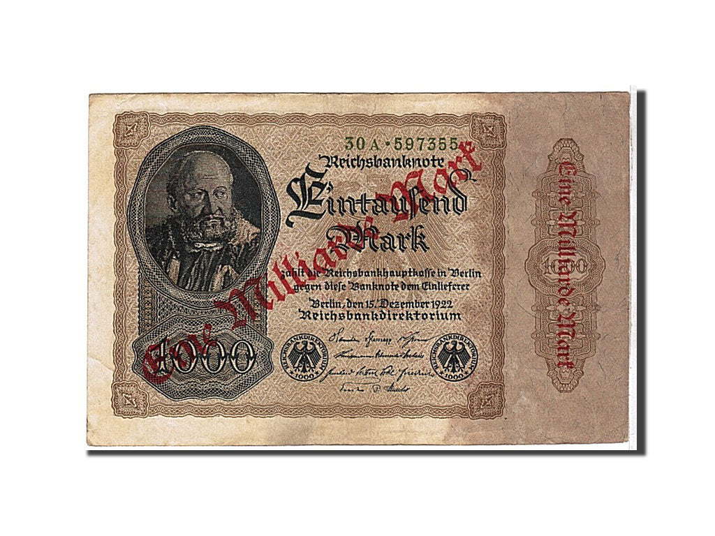 Billet, Allemagne, 1 Milliarde Mark on 1000 Mark, 1922, KM:113a, TB+
