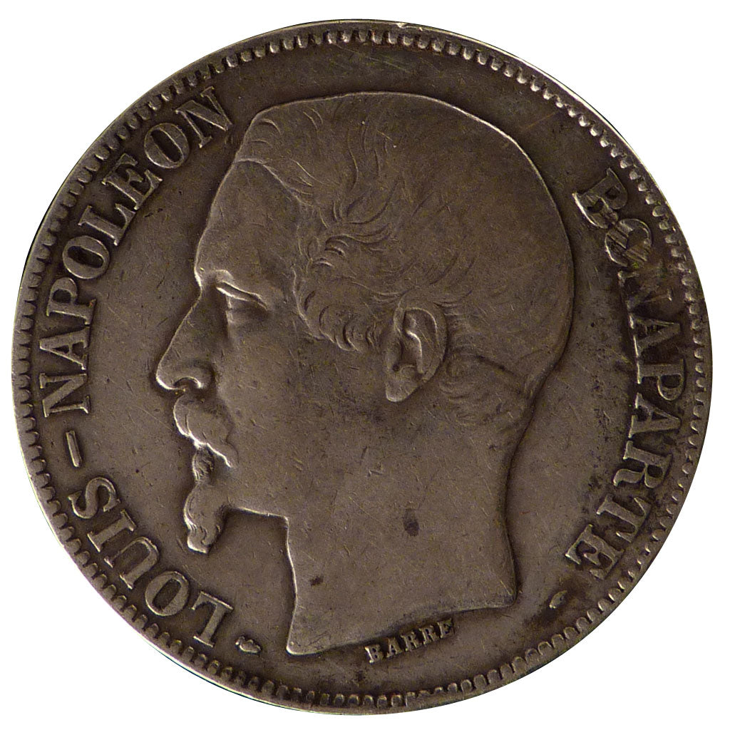 FRANCE, 5 Francs, 1852, Paris, EF(40-45), Silver, Gadoury #726, 24.70