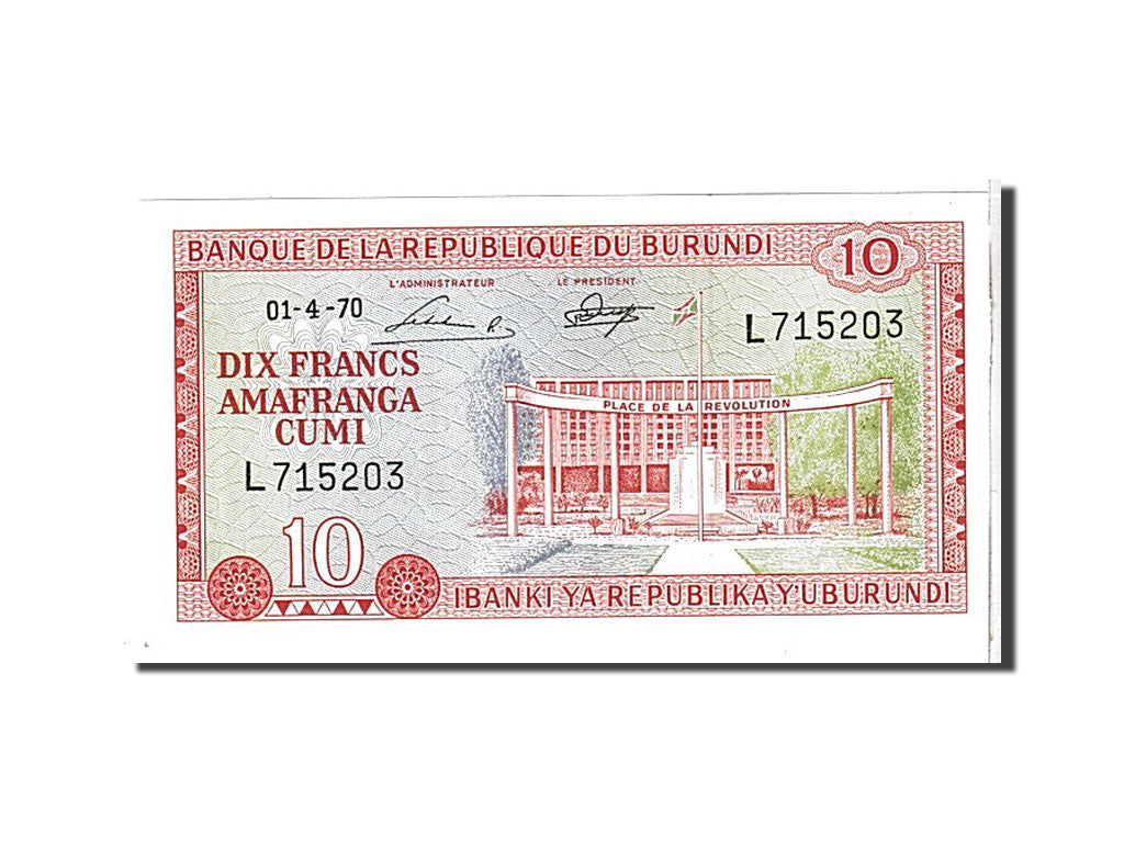 Burundi, 10 Francs, 1970, KM #20b, UNC(65-70), L715203