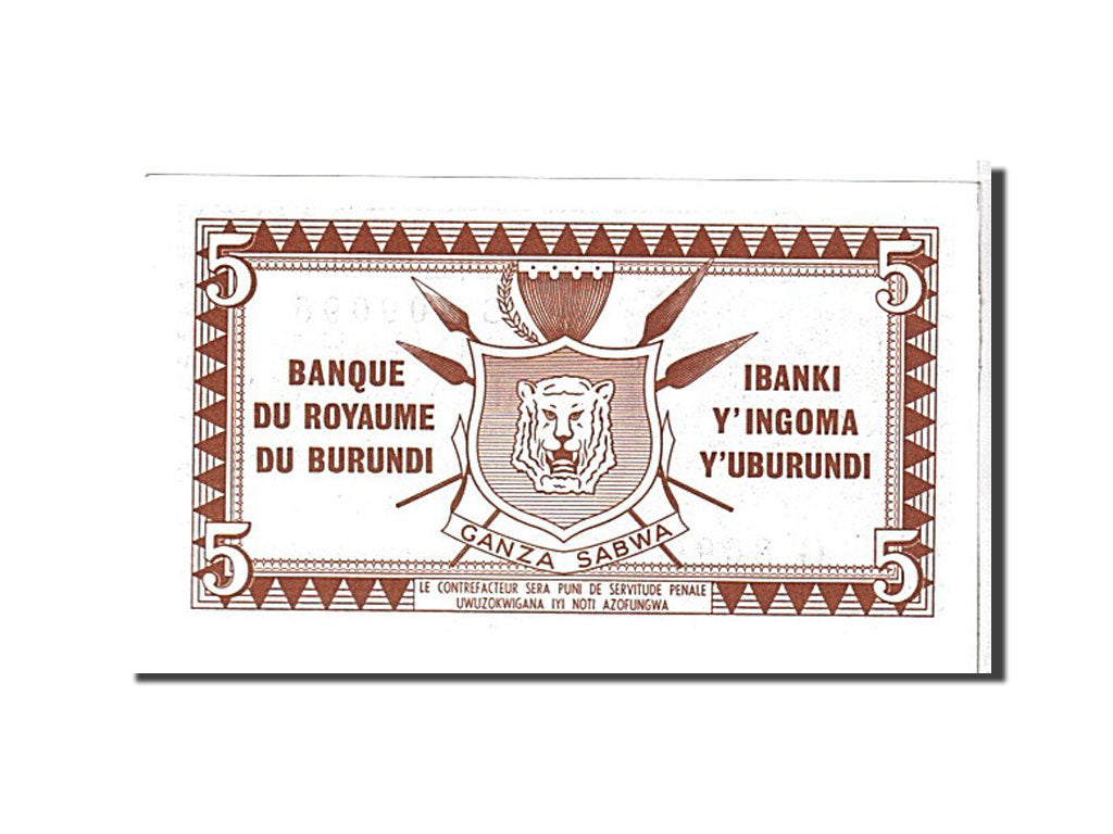 Burundi, 5 Francs, 1965, KM #8, UNC(65-70), G809096
