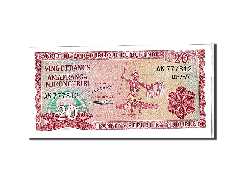 Burundi, 20 Francs, 1977, KM #27a, UNC(65-70), AK777812