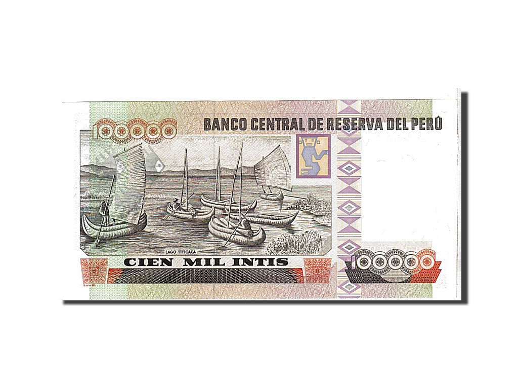 Banknote, Peru, 100,000 Intis, 1989, KM:145, UNC(65-70)