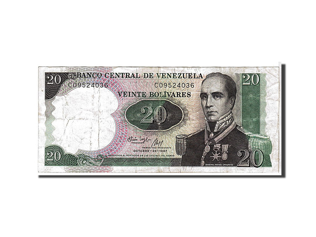 Billete, 20 Bolivares, 1987, Venezuela, KM:71, BC
