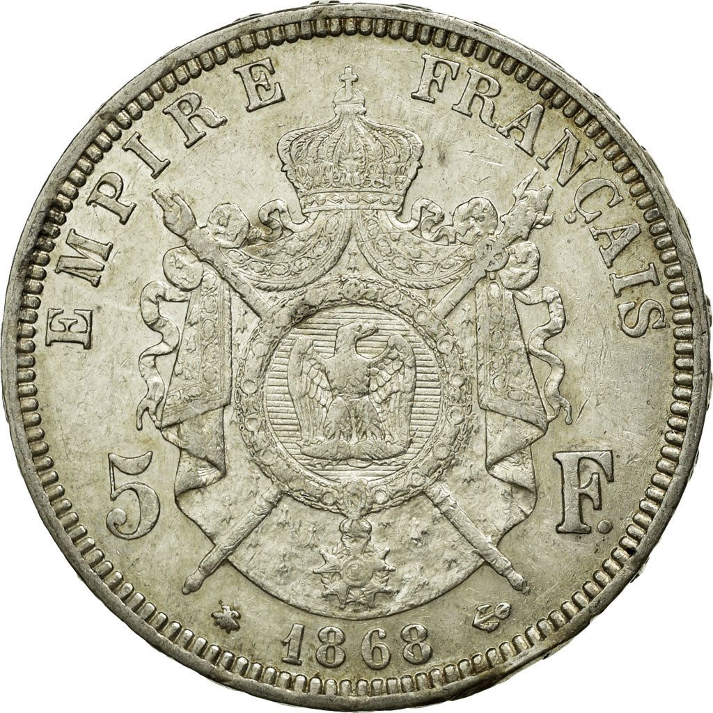 Coin, France, Napoleon III, Napoléon III, 5 Francs, 1868, Paris, AU(50-53)