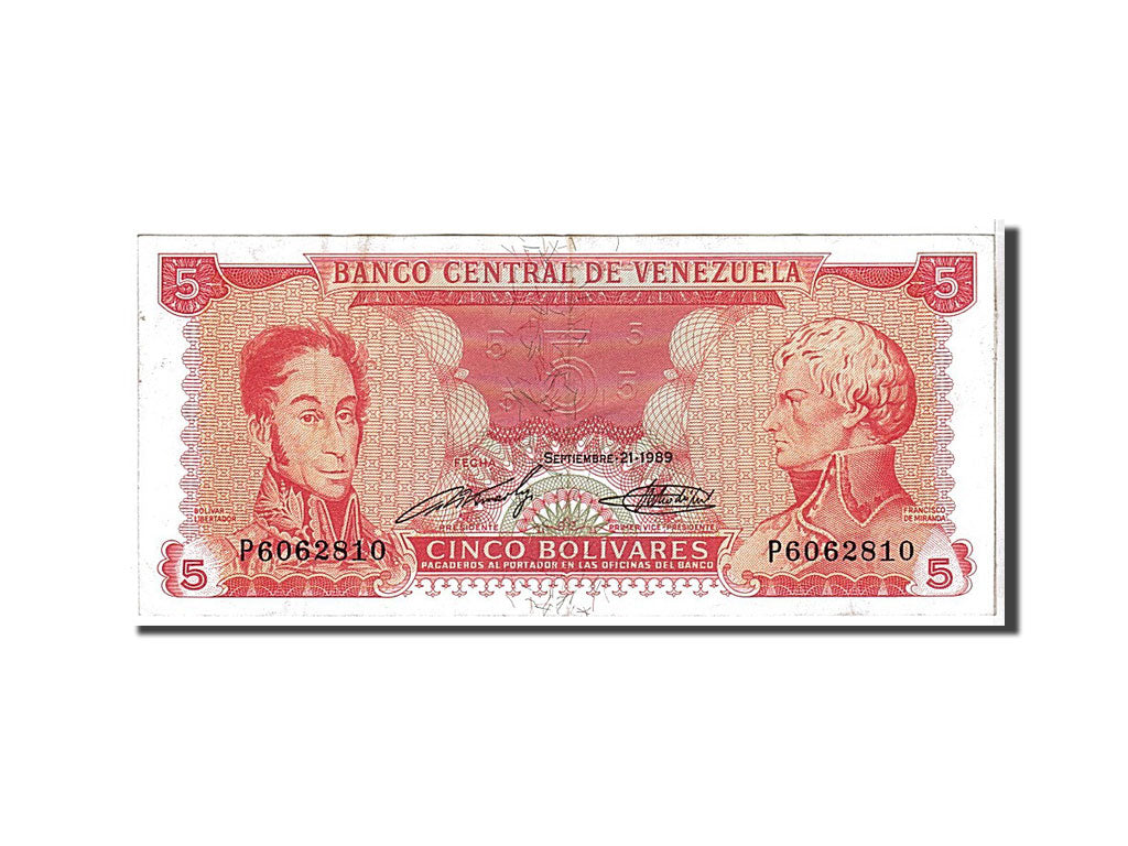 Venezuela, 5 Bolívares, 1989, KM #70a, EF(40-45), P6062810