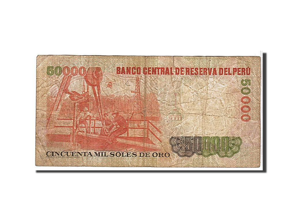 Peru, 50,000 Soles de Oro, 1985, KM #125B, VG(8-10), B4250561C