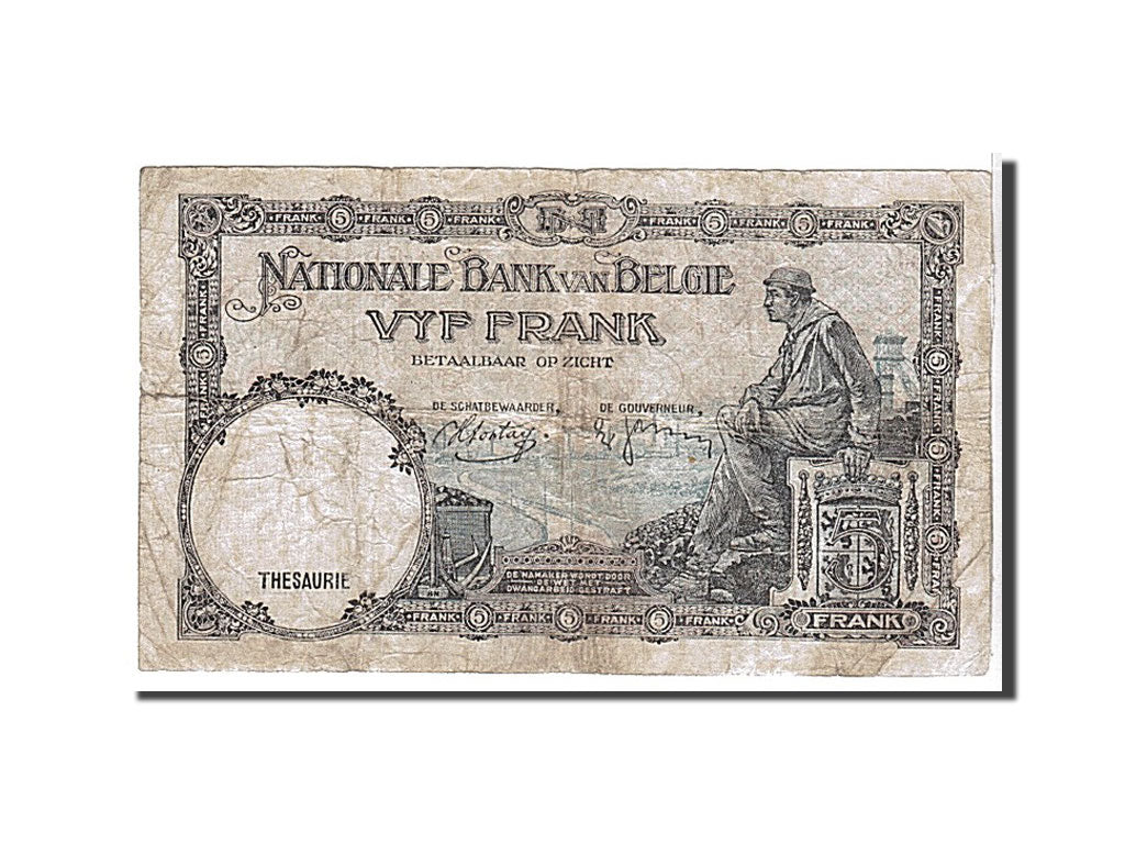 Belgium, 5 Francs, 1938, KM #108a, VG(8-10), Q14342042