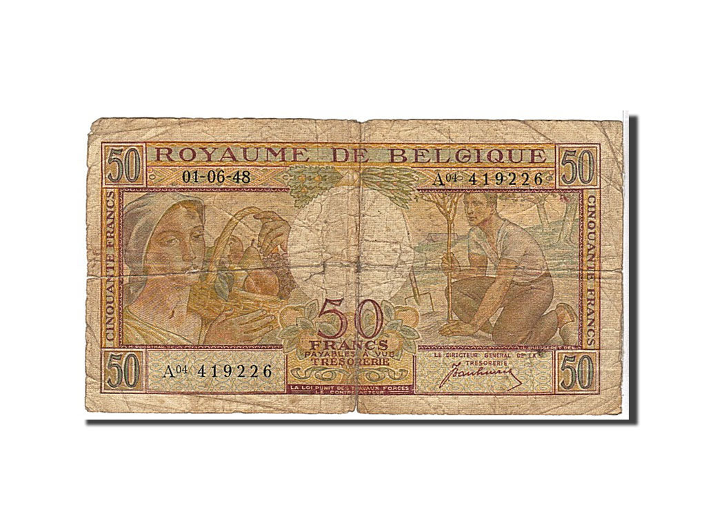 Belgium, 50 Francs, 1948, KM #133a, VG(8-10), A04419226