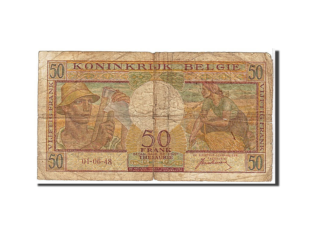 Belgium, 50 Francs, 1948, KM #133a, VG(8-10), A04419226