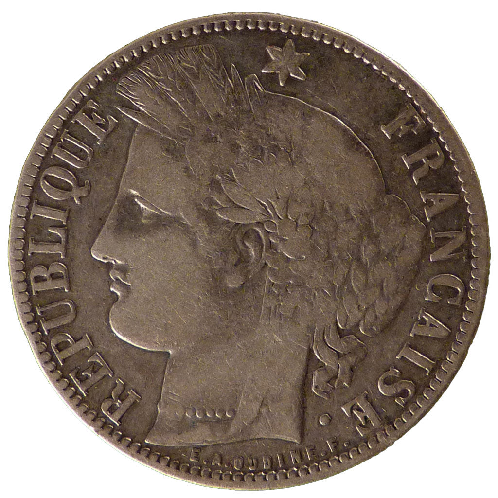 FRANCE, 5 Francs, 1870, Bordeaux, VF(20-25), Silver, Gadoury #742, 24.60