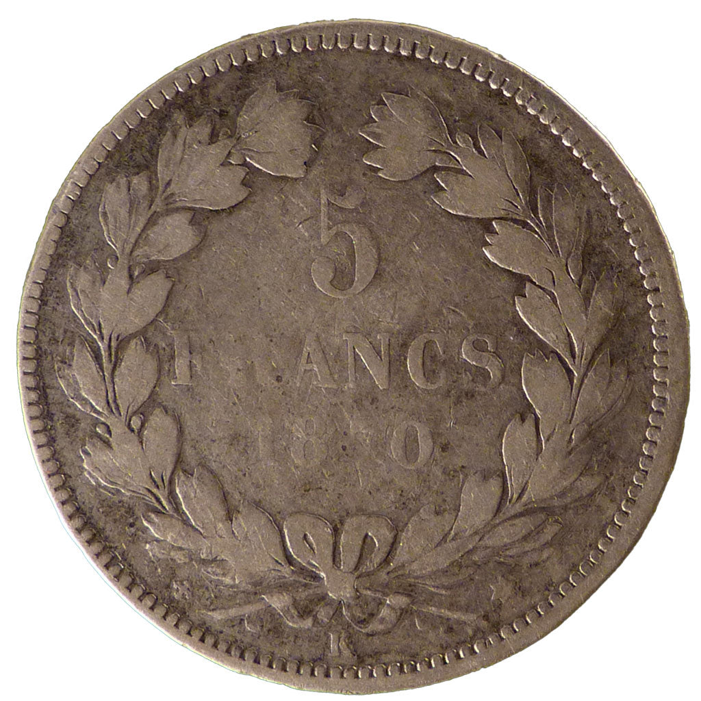 FRANCE, 5 Francs, 1870, Bordeaux, VF(20-25), Silver, Gadoury #742, 24.60