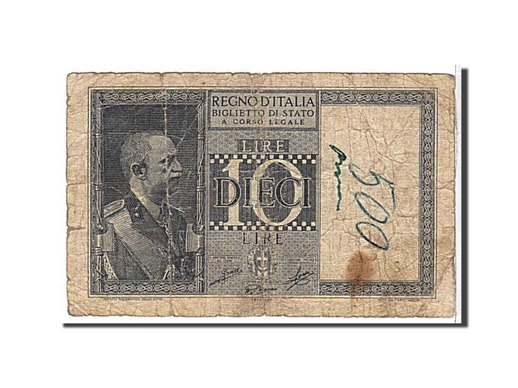 Italy, 10 Lire, 1935, KM #25c, VG(8-10), O743860276