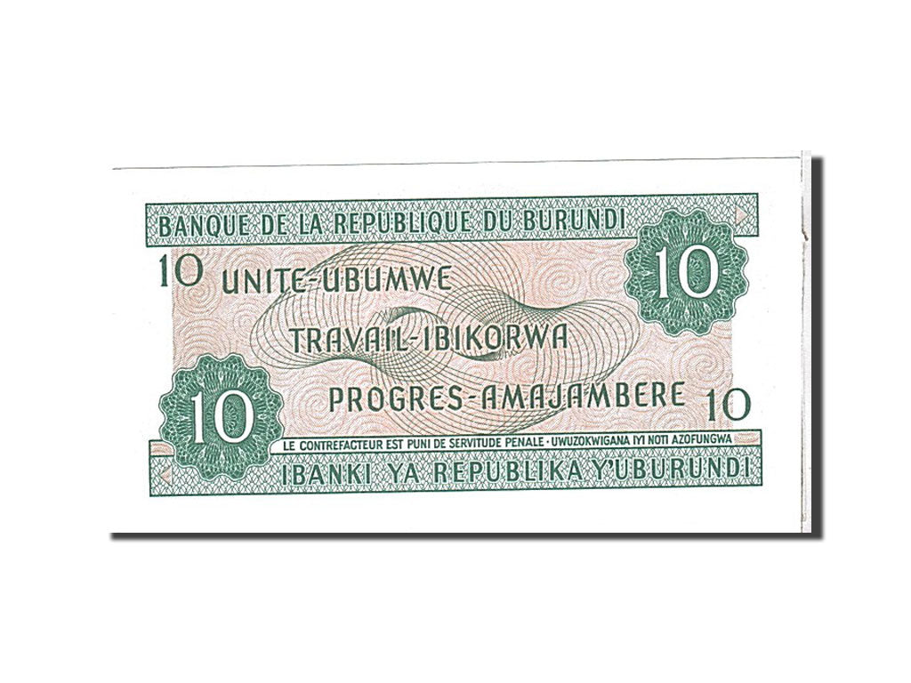 Banconote, Burundi, 10 Francs, 1981, KM:33a, FDS
