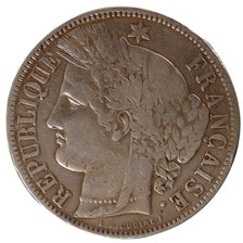 FRANCE, Cérès, 5 Francs, 1871, Bordeaux, KM #818.2, VF(30-35), Silver, Gadoury #