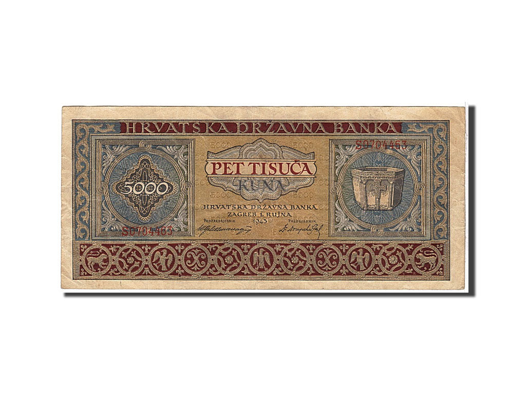 Croatia, 1000 Kuna, 1943, KM #12a, AU(55-58), M2023219