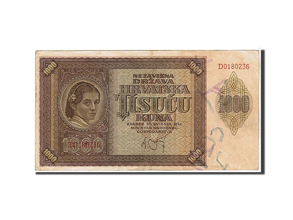 Croatia, 1000 Kuna, 1941, KM #4a, EF(40-45), D0180236