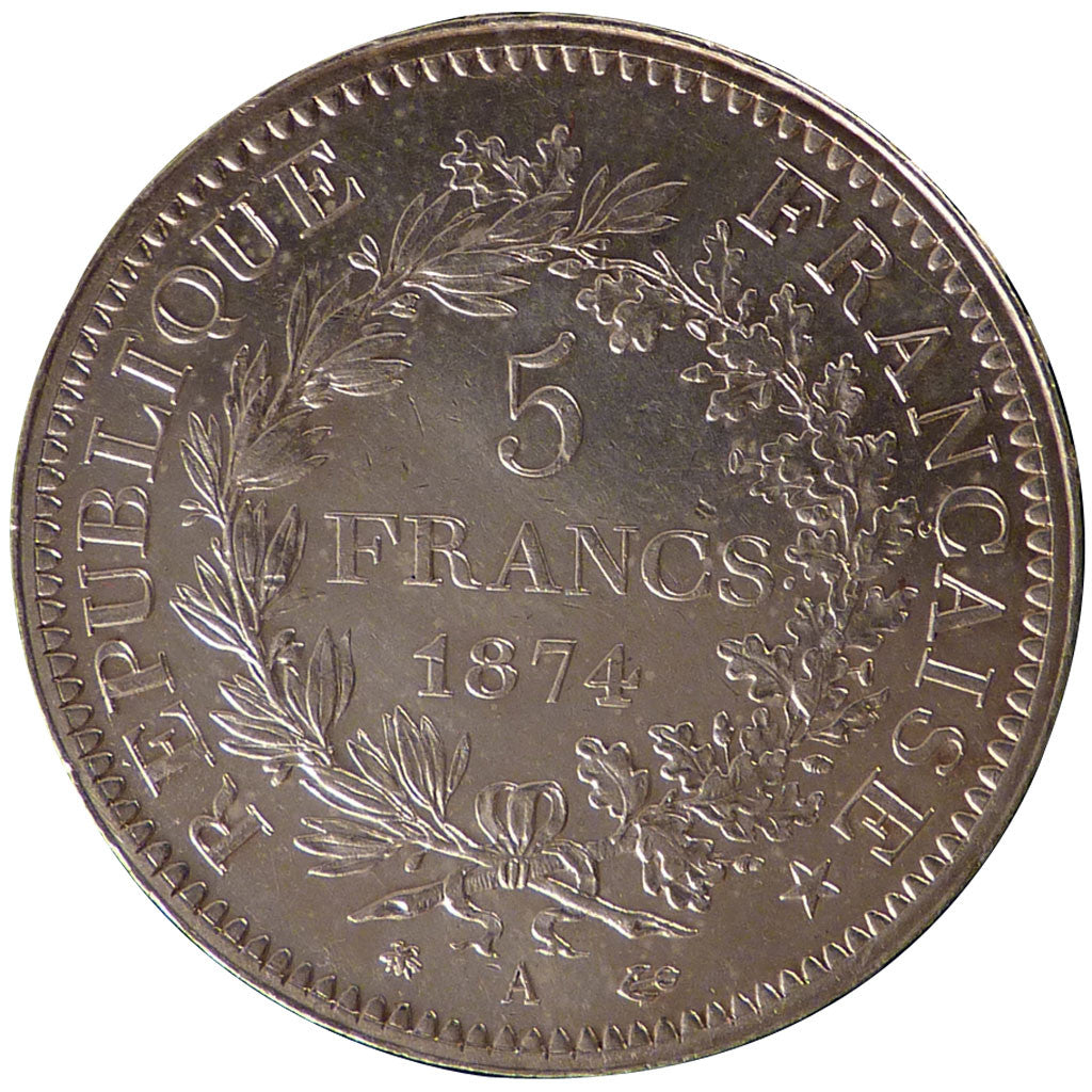 Munten, Frankrijk, Hercule, 5 Francs, 1874, Paris, PR+, Zilver, KM:820.1