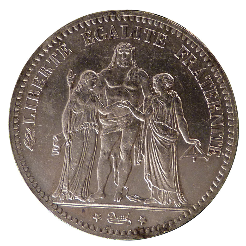 FRANCE, Hercule, 5 Francs, 1877, Paris, KM #820.1, AU(50-53), Silver, Gadoury...