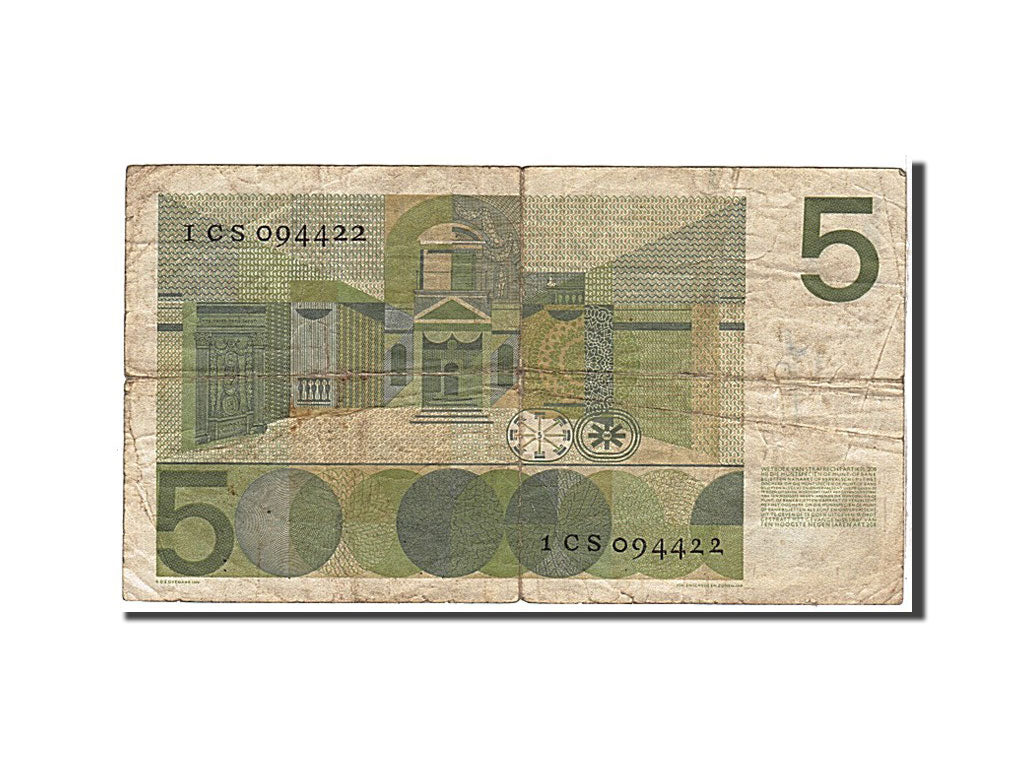 Netherlands, 5 Gulden, 1966, KM #90a, VG(8-10), 1CS094422