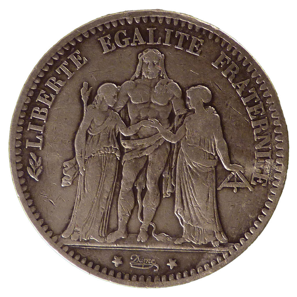 FRANCE, Hercule, 5 Francs, 1877, Bordeaux, KM #820.2, VF(30-35), Silver,...