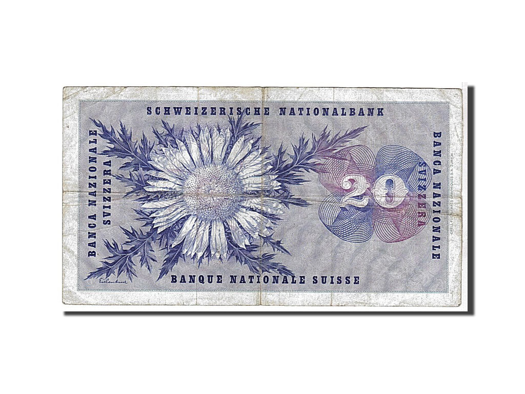 Switzerland, 20 Franken, 1963, KM #46j, VF(20-25), 37A013294