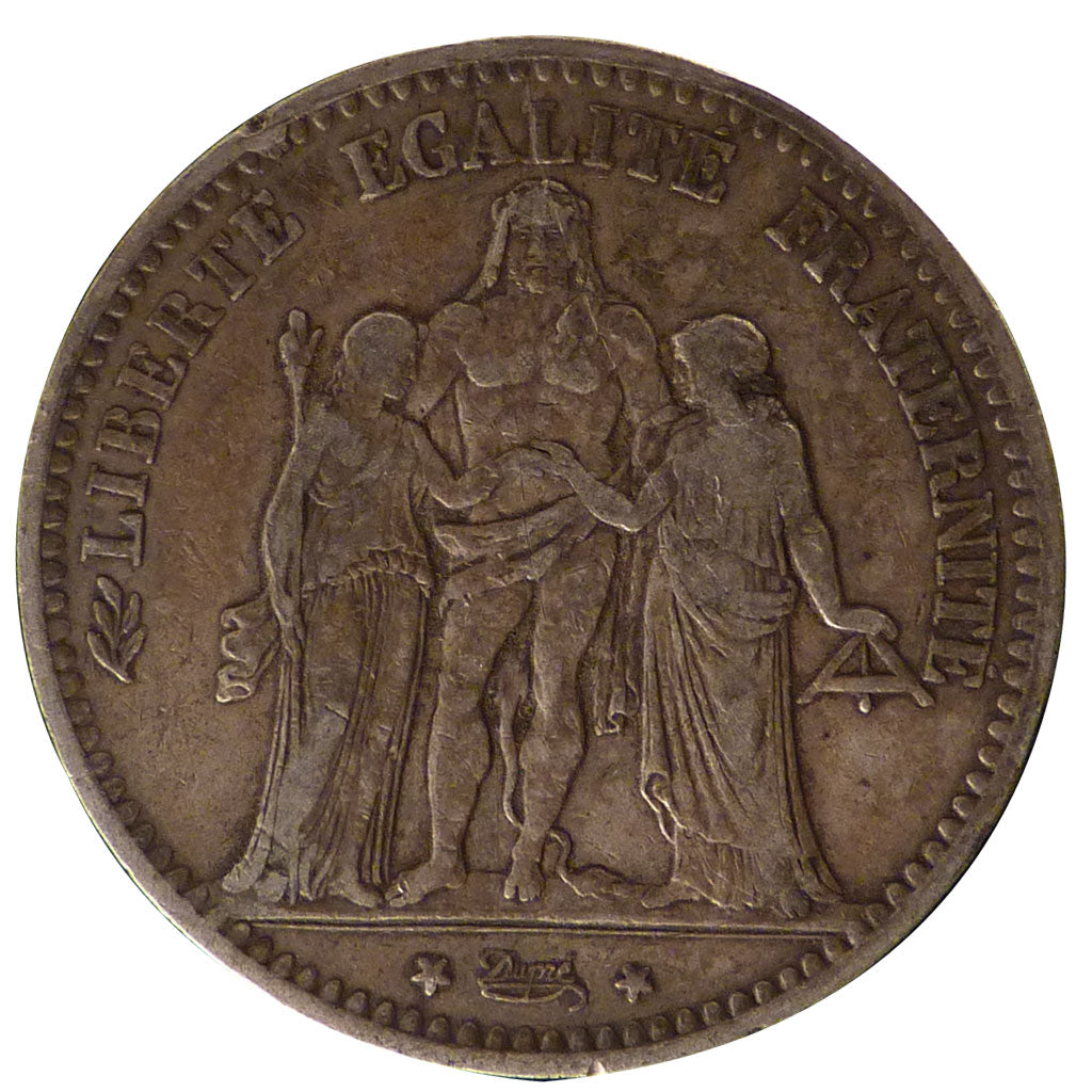 FRANCE, Hercule, 5 Francs, 1878, Bordeaux, KM #820.2, VF(30-35), Silver,...