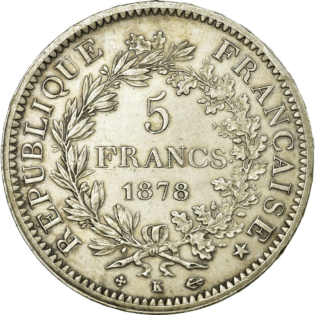 Coin, France, Hercule, 5 Francs, 1878, Bordeaux, AU(55-58), Silver, Gadoury:745a