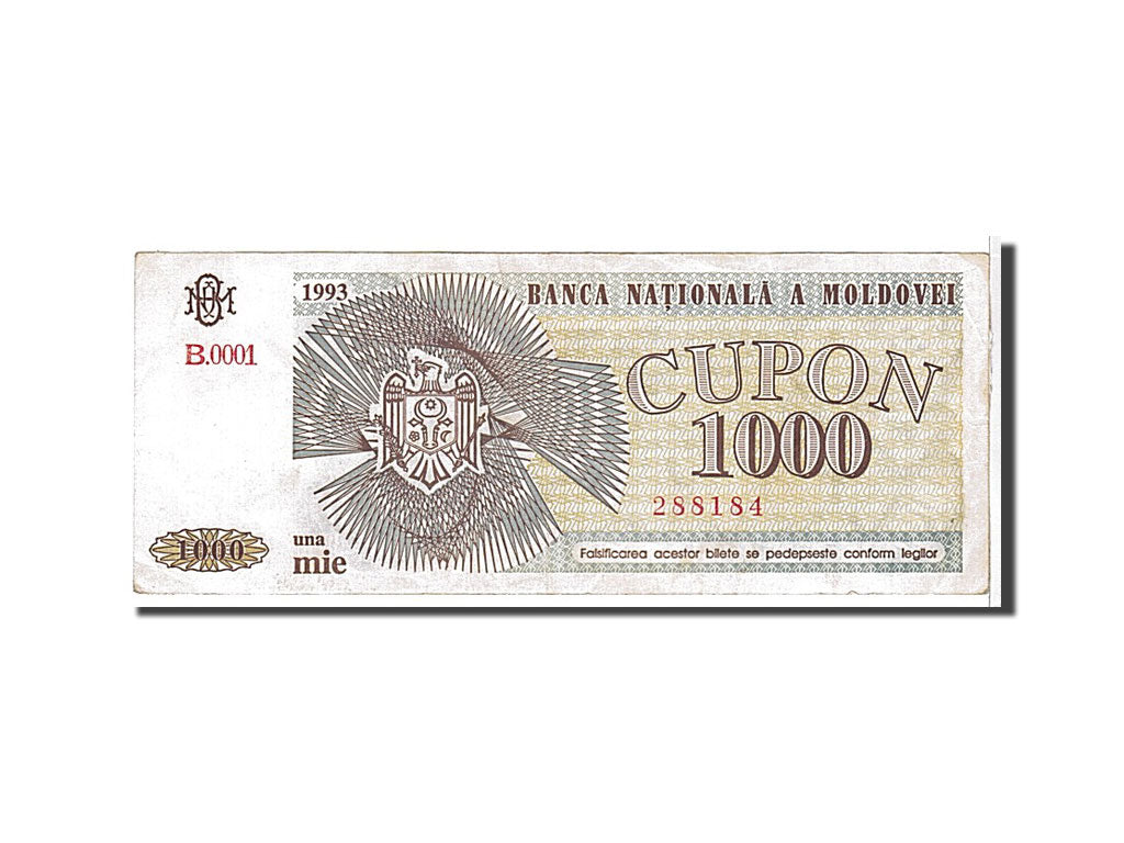 Billete, 1000 Cupon, 1993, Moldova, MBC
