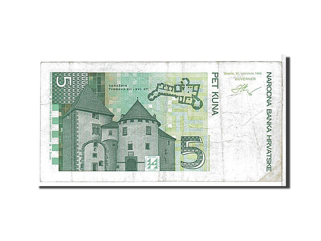 Billete, 5 Kuna, 1993, Croacia, BC+