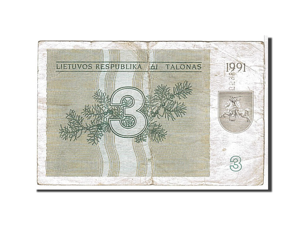 Lithuania, 3 (Talonas), 1991, KM #33a, VF(20-25), CE559914