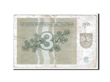 Lithuania, 3 (Talonas), 1991, KM #33a, VF(20-25), CE559914