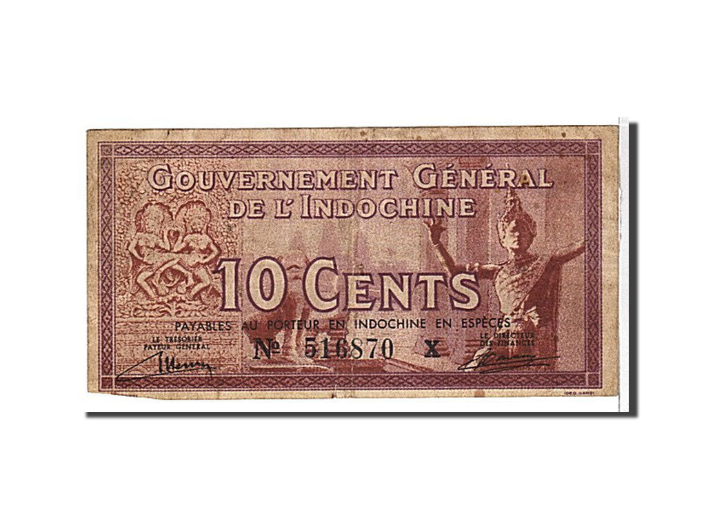 French Indo-China, 10 Cents, 1939, KM #85d, VF(30-35), 516870X