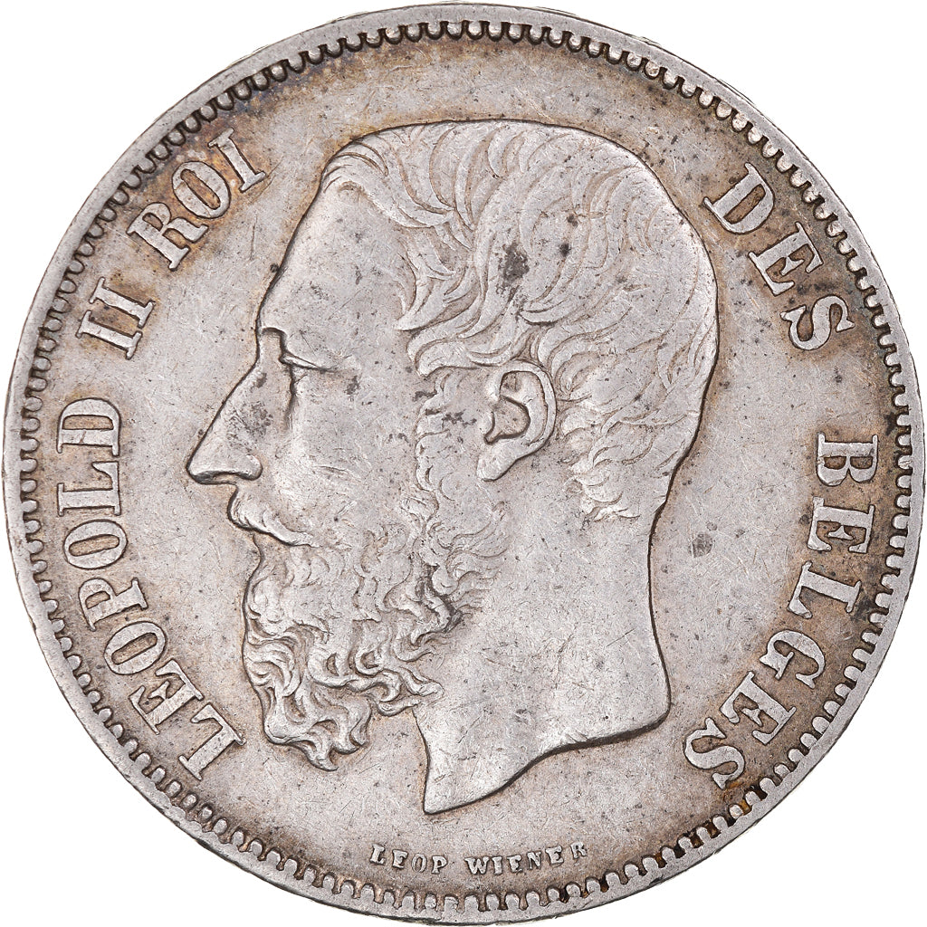 Moneta, Belgio, Leopold II, 5 Francs, 5 Frank, 1869, Brussels, BB, Argento