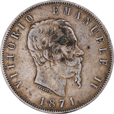 Monnaie, Italie, Vittorio Emanuele II, 5 Lire, 1871, Milan, TB, Argent, KM:8.3