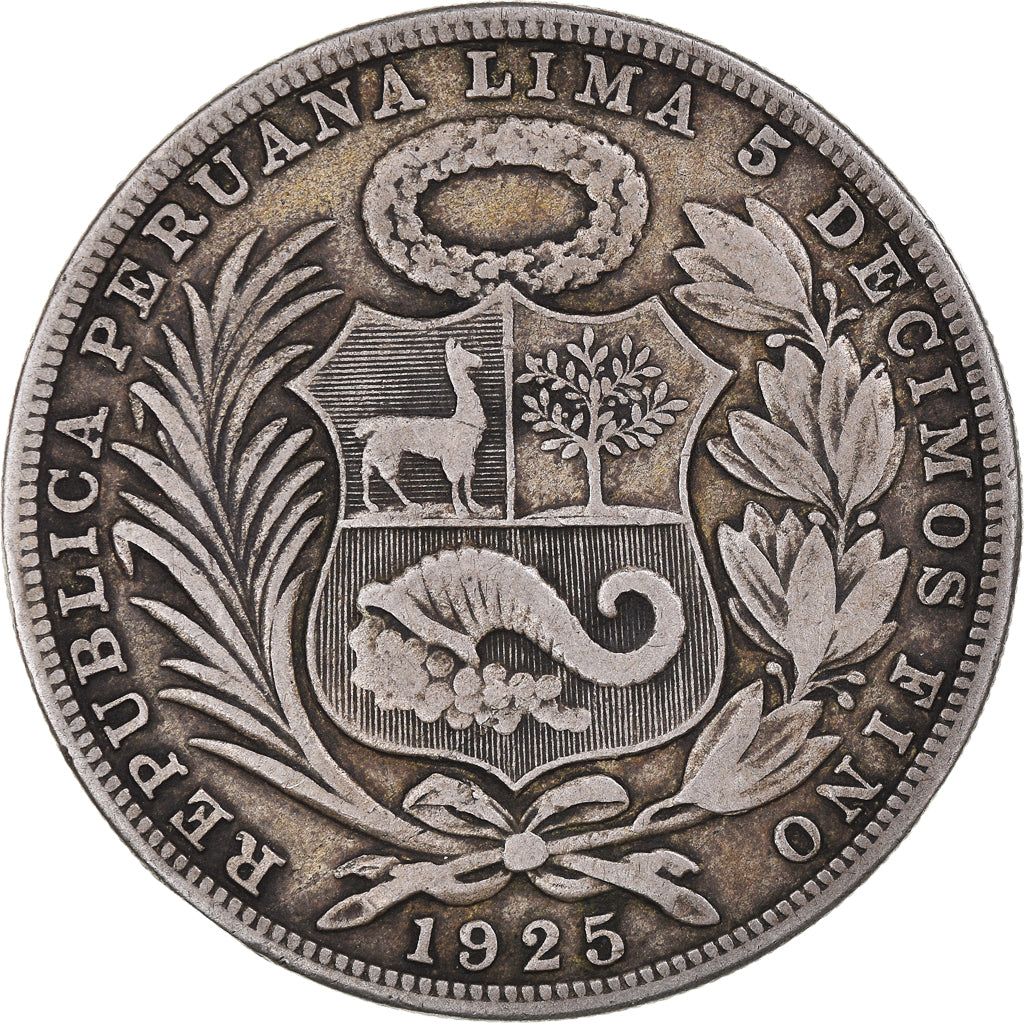 Moeda, Peru, Sol, 1925, Lima, AU(50-53), Prata, KM:218.2