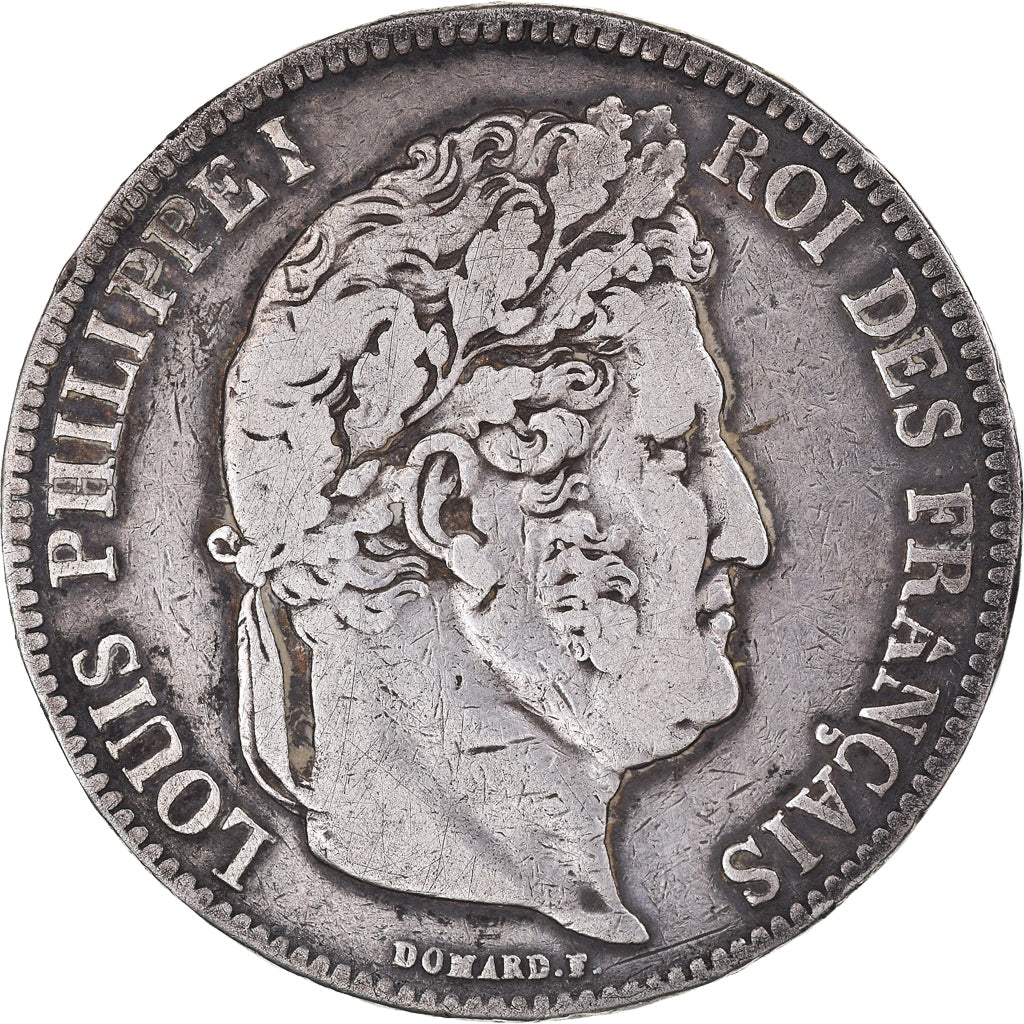 Moeda, França, Louis-Philippe, 5 Francs, 1839, Bordeaux, VF(30-35), Prata