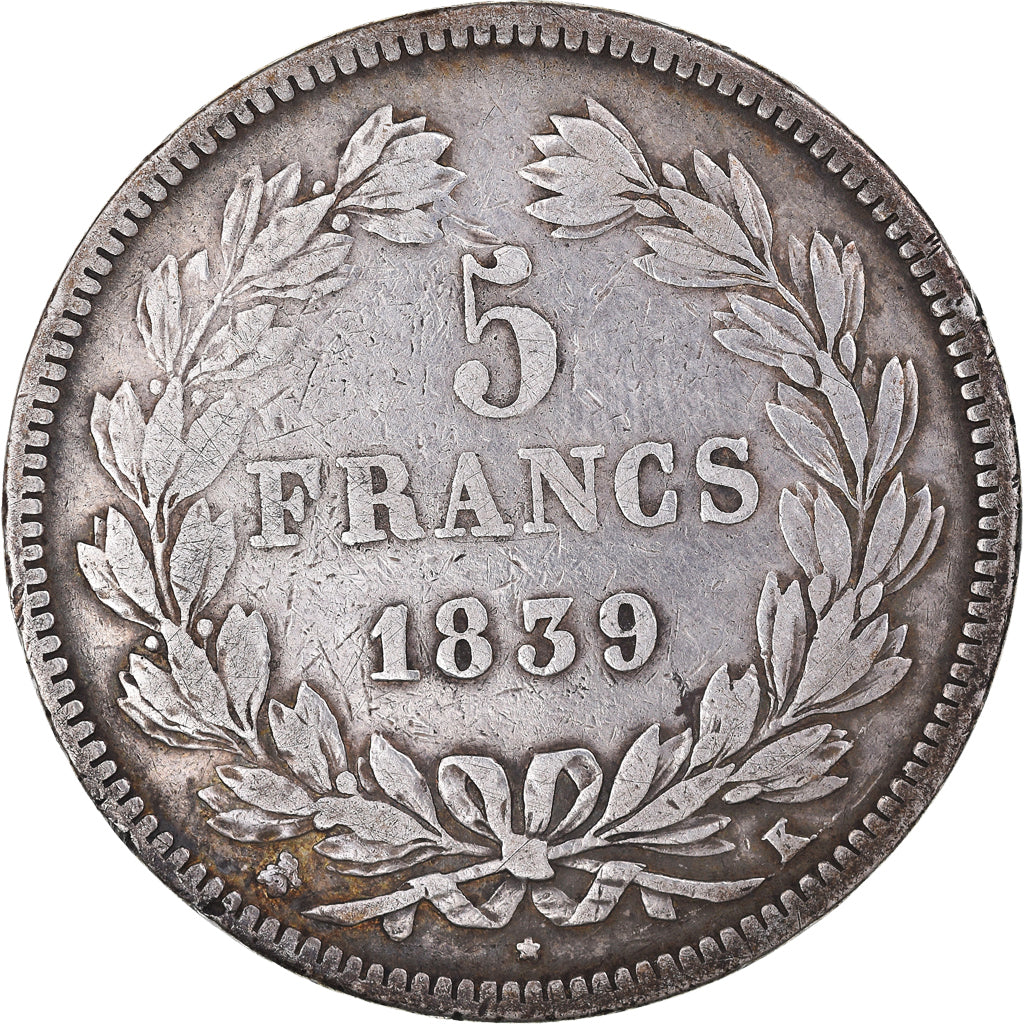 Monnaie, France, Louis-Philippe, 5 Francs, 1839, Bordeaux, TB+, Argent, KM:749.7