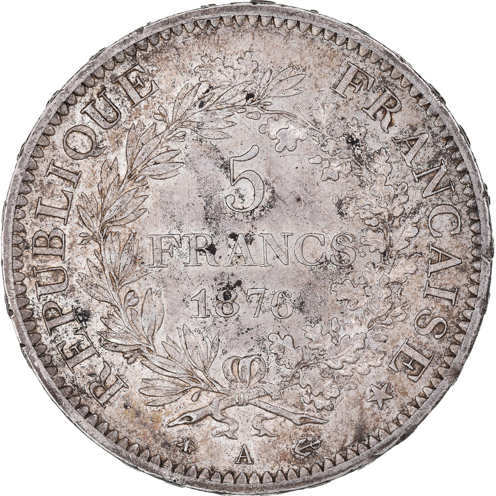 Munten, Frankrijk, Hercule, 5 Francs, 1876, Paris, ZF+, Zilver, KM:820.1