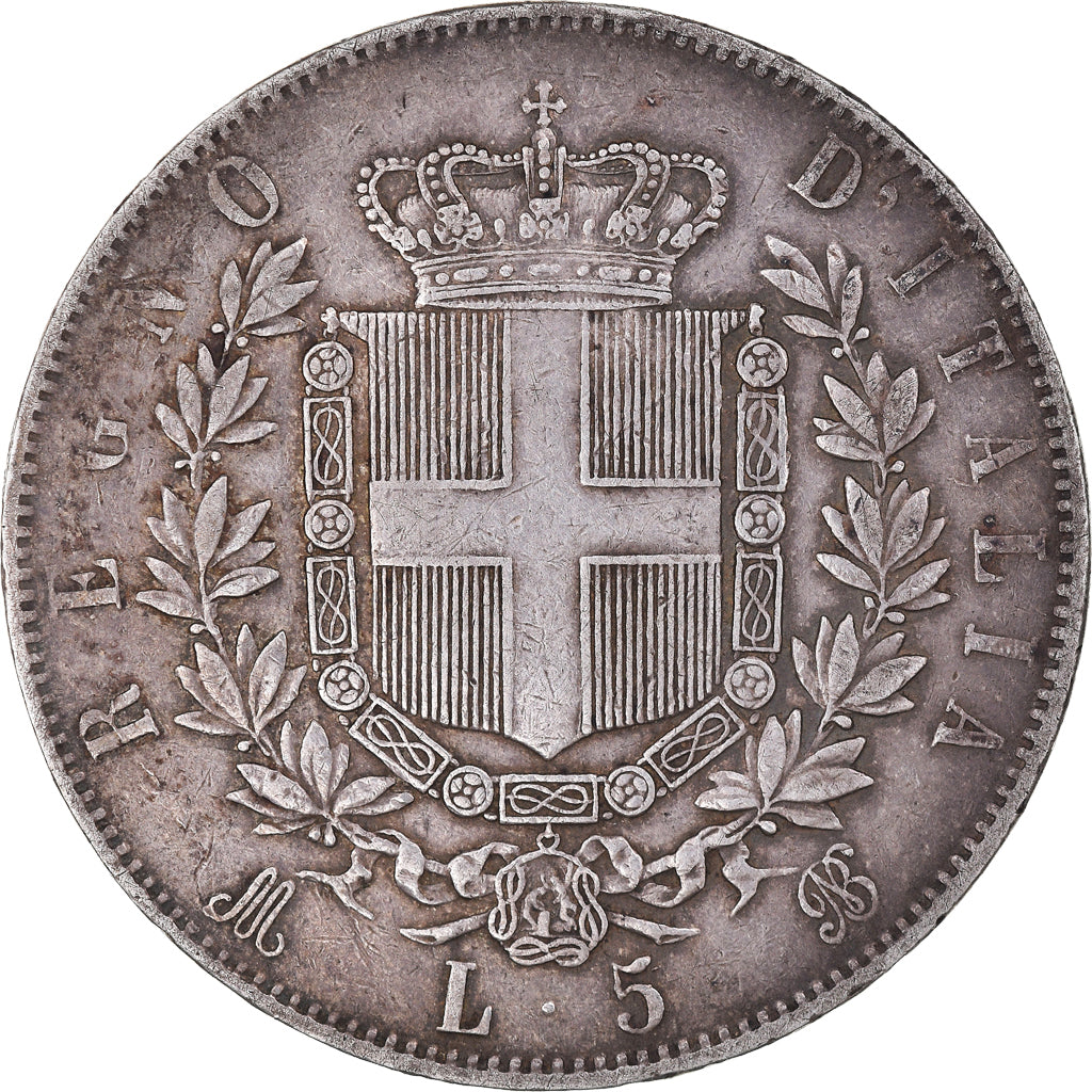 Coin, Italy, Vittorio Emanuele II, 5 Lire, 1874, Milan, VF(30-35), Silver
