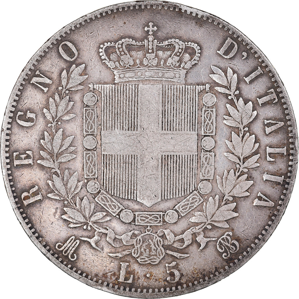 Moneda, Italia, Vittorio Emanuele II, 5 Lire, 1870, Milan, BC+, Plata, KM:8.3