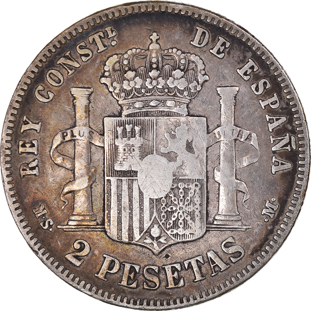 Coin, Spain, Alfonso XII, 2 Pesetas, 1882, EF(40-45), Silver, KM:678.2
