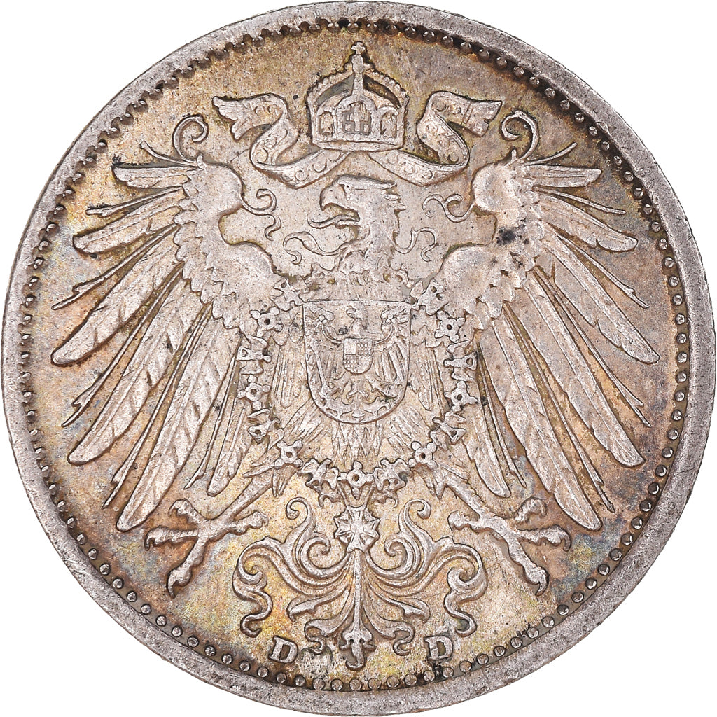 Moneta, NIEMCY - IMPERIUM, Wilhelm II, Mark, 1904, Munich, AU(50-53), Srebro