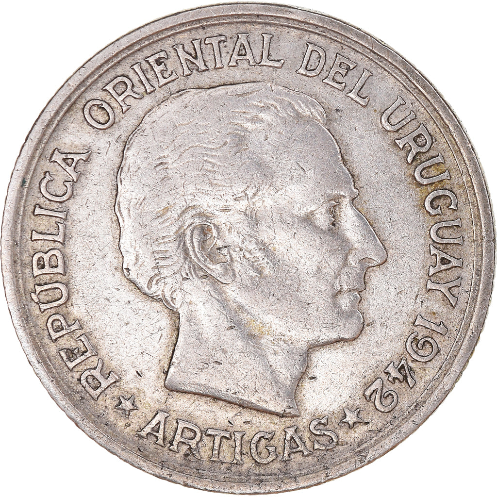 Coin, Uruguay, Peso, 1942, Santiago, EF(40-45), Silver, KM:30