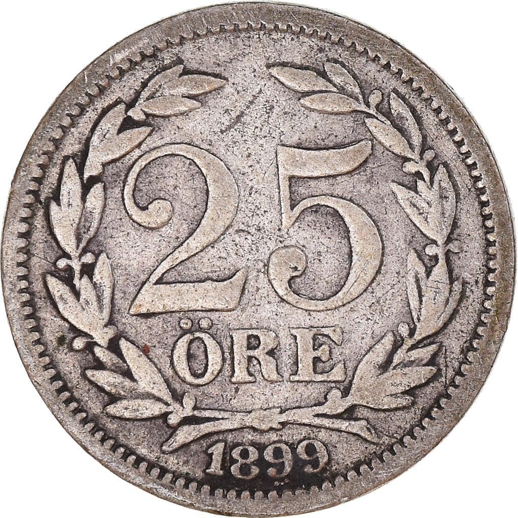 Coin, Sweden, Oscar II, 25 Öre, 1899, VF(30-35), Silver, KM:739