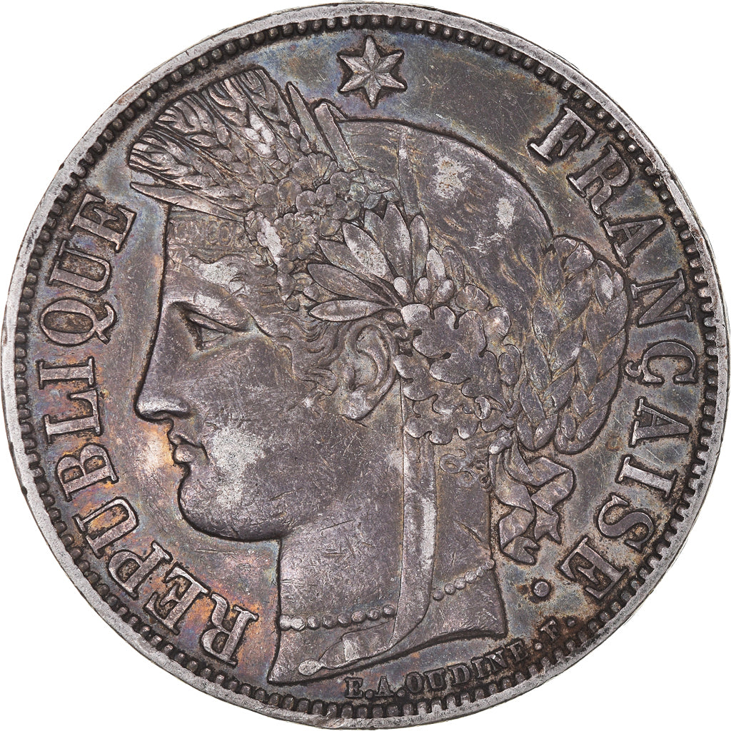 Moeda, França, Cérès, 5 Francs, 1851, Paris, AU(50-53), Prata, KM:761.1