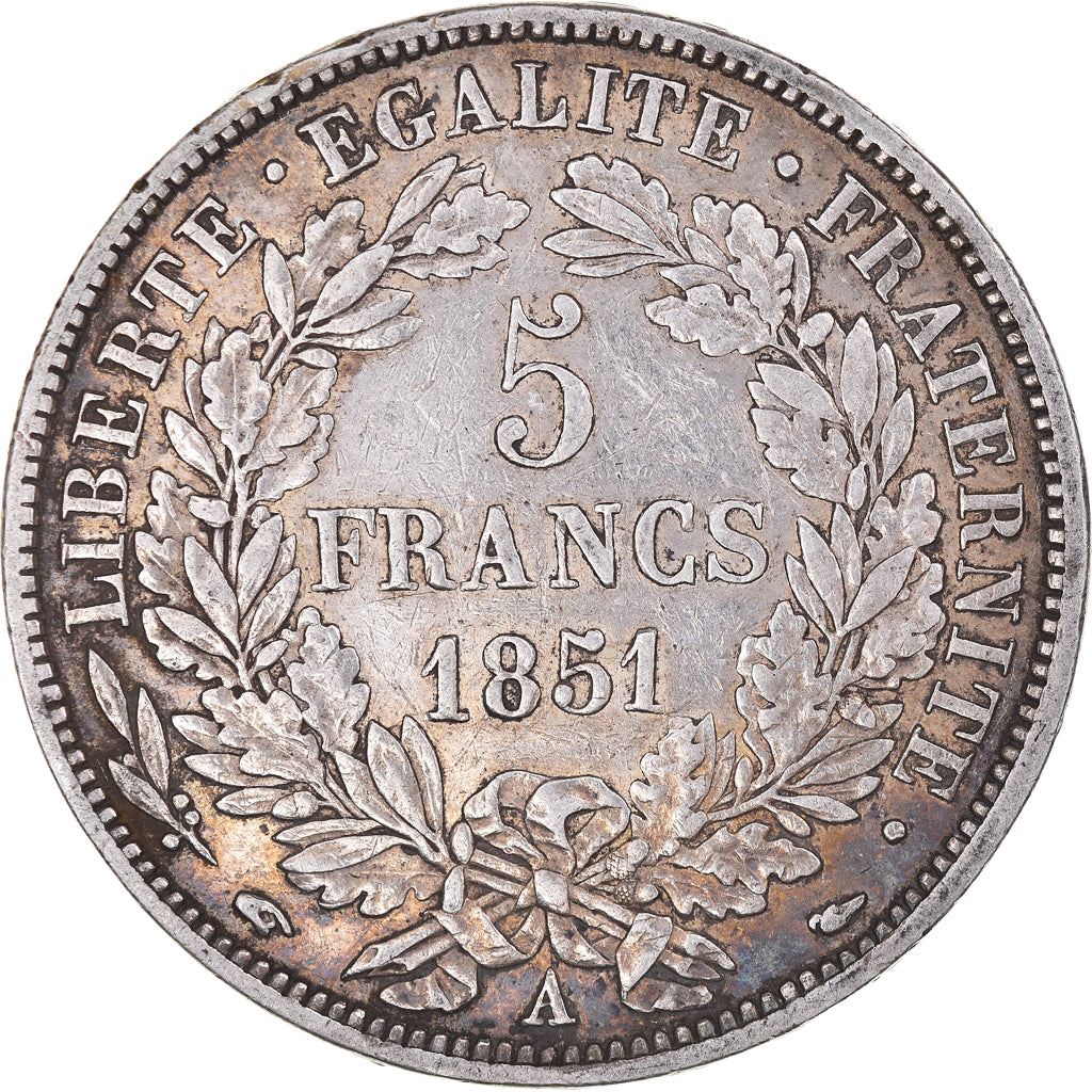 Moeda, França, Cérès, 5 Francs, 1851, Paris, AU(50-53), Prata, KM:761.1