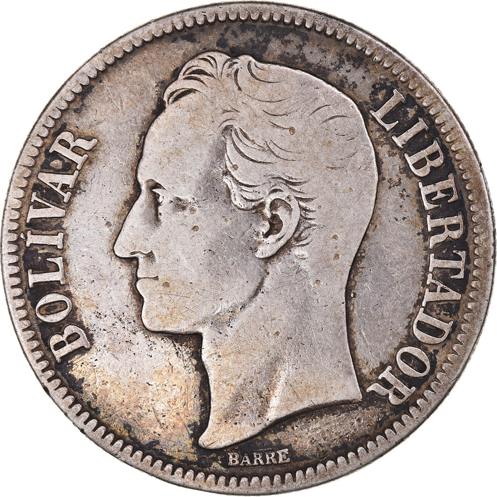 Munten, Venezuela, Gram 25, 5 Bolivares, 1936, FR, Zilver, KM:24.2